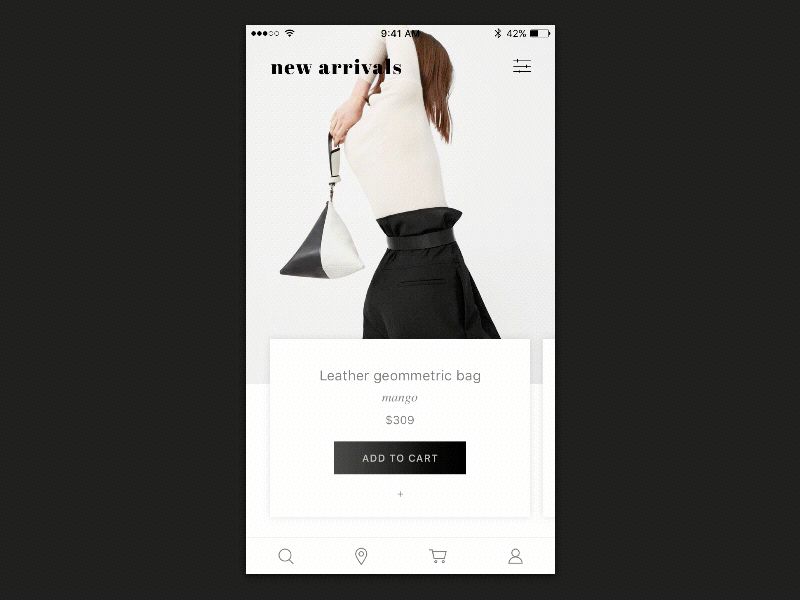 Browse Catalog Interaction black and white browse carousel catalog fashion gif interface principle shop sketch ui