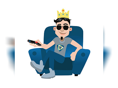 Tv King art chair crown flat illustration illustrator ip iptv king tv vip watching