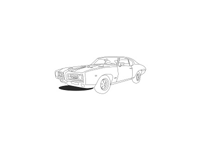 Muscle car gto highway minimal design muscle car outlined work vector