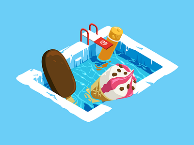 OLA adobe cool icecream illustration isometric pool vector