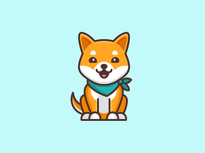 Shiba Inu Dog - Opt 2 brand branding character mascot cute fun funny flat cartoon comic friendly animal geometry geometric illustrative illustration japan japanese logo mark pet puppy shiba inu dog symbol icon