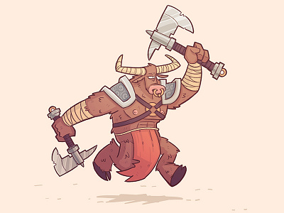 Minotaur axe doodle fantasy illustration minotaur