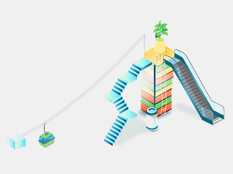 Escalation animation branding finance illustration
