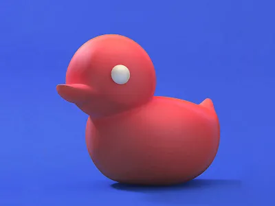 160202 Ducky 3d blue ducky glossy illustration red render toy