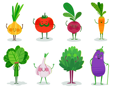 Vegetable friends cartoon characters children food friends health illustration kids vegetables