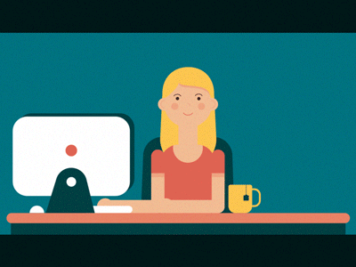 Multitasking .aep animation busy character computer desk flat gif girl illustration motion design multitasking