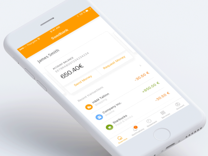 iOS App UI Animation animation app banking clean flat gif ios mobile success swedbank ui ux