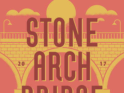 Starch Bridge bricks bridge clouds grain illustration lettering minneapolis minnesota moon texture type