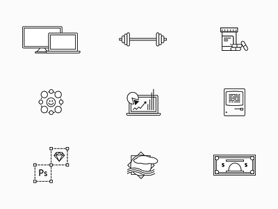 Random icons computer icons line mac money outline photoshop pills simple sketch vector weights