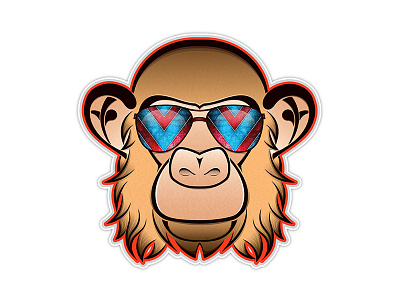 Funky Monkey Sticker animal aviator funky illustration monkey sticker vector