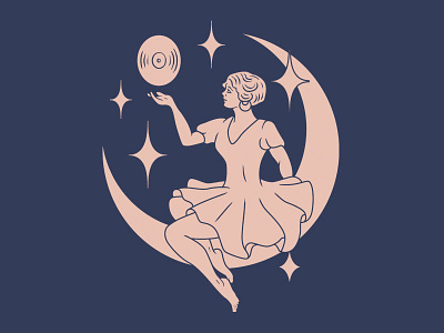 Luna classic illustration luna moon records simplistic