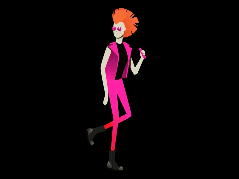 Punk Girl after effects akinaton animation girl illustration illustrator pink punk redhead