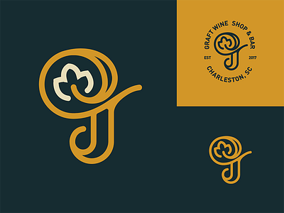 Graft Wine Shop & Bar bar calligraphy graft leaf lettering lines lockup logo shop thick wine