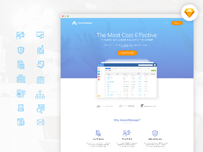 AssetsManager Landing Page dashboard landing page web app website