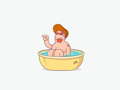 Virtual Reality bath character design illustration tub ufo ui vector vr