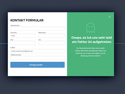 Error Screen - Contact Form bugs contact form error error detection popup