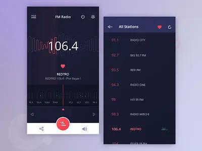 Fm Screen app conceptual design fm music