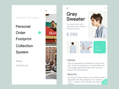 Clothing Design app clothing data map navigation space ui ux white