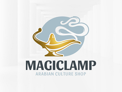 Magic Lamp Logo Template aladdin logo magic oil lamp smoke template vector