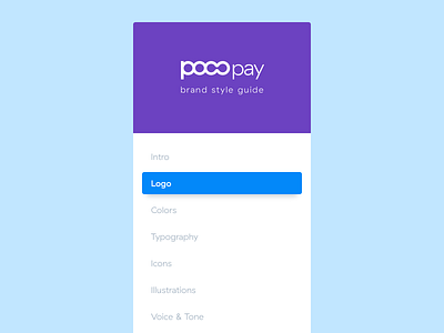 Pocopay Brand Style Guide Menu brand clean guide menu pocopay style