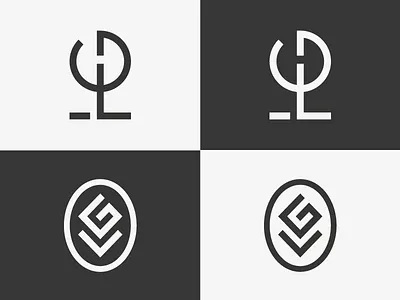 LG Monogram black and white flower g l logo monogram tree