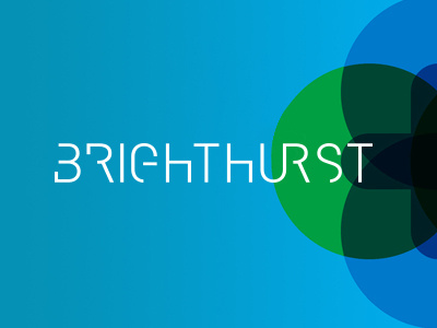 Brighthurst logotype all caps connect cut up plus sign