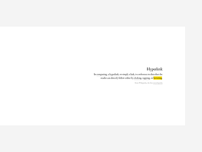 Link clicking hovering hyperlink layout link minimal style tapping type typography web white