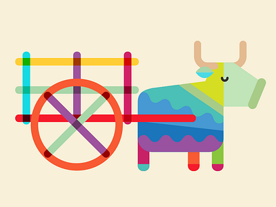 Bull cartoon character color cream cute design geometric ice product