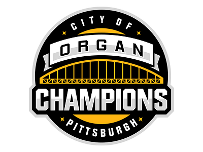 City of Organ Champions black brand design circle gold identity illustrator logo orange pittsburgh sports vector