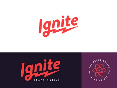 Ignite Logo atom badge electric lightning logo logotype react native rebrand