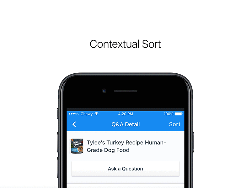 Contextual Sorting action sheet ios modal principle prototype sort sorting ui ui animation
