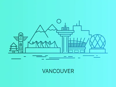 Vancouver canada city icon illustration mountains ocean vancouver vector