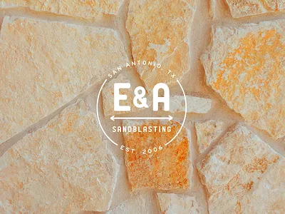 E&A Sandblasting Logo / Rebranding badge branding flagstone identity logo minimal rebranding rock san antonio sandblasting texas
