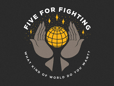 Five For Fighting apparel band design globe gold hand drawn hands illustration merch stars t shirt