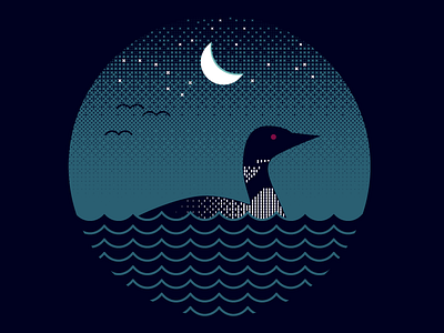 Loon Lake WIP illustration lake loon moon stars vector wildlife