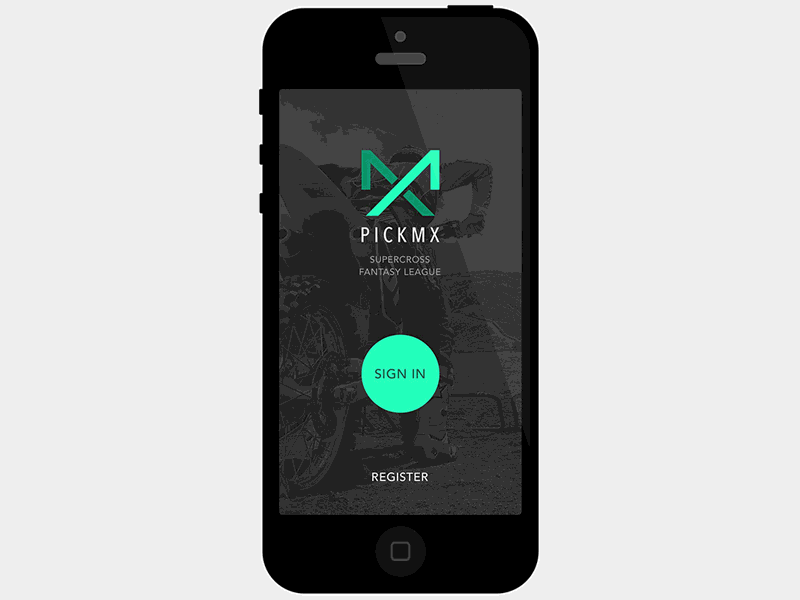 Pickmx App Preview android app interaction ios motocross pickmx rwdcreative supercross ui ux