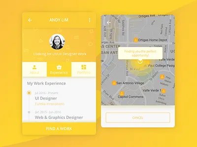 Daily UI Challenge #020 - Location Tracker dailyui design icons location maps resume tracker vector yellow