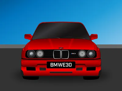 E30 bmw car classic e30 illustration red vector