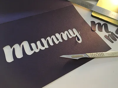 Mothers Day Card card cut letting scalpel stencil