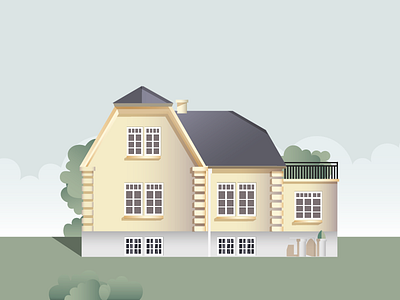 Danish house gradient house illustration lines nature vector