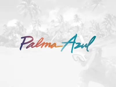 Palma Azul calligraphy gradient hand drawn ocean script