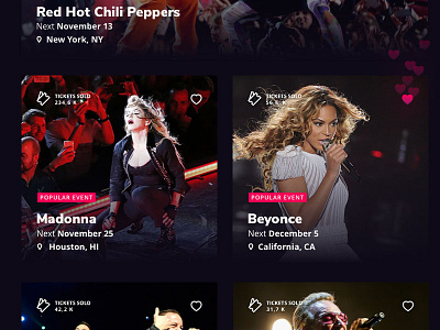 Ticketmaster. Сards on the dark 🖤 card concept dark like redesign web