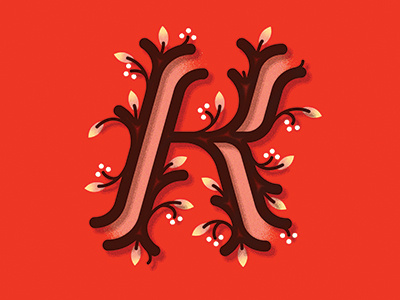 Letter K cursive hand lettering handcraft lettering vector