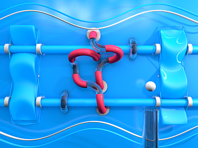 Wavy 3d animation blue c4d color design glass illustration light motion still