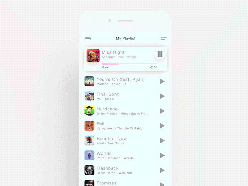 Music Player cards daily ui daily ui 09 dance music player ux