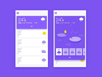 Weather interface purple weather