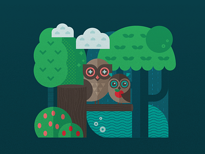 The owl mother - Happy mother's day! childrens illustration colourful flat forest illustration mothers day owl trees
