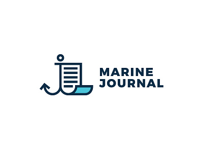 Marine journal anchor blog document journal logo marine minimal outline sea text