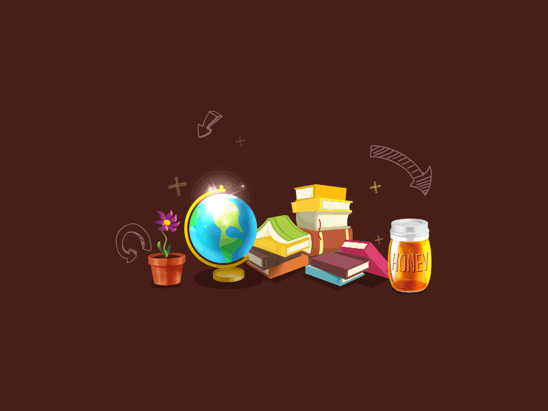 Honey Fun 2d animation books design education flower fun gif globe motion photoshop school
