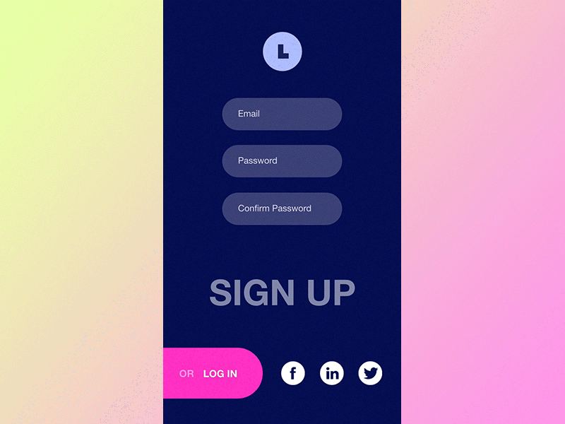 #7.3 Log In / Sign Up animation interaction landing login mobile principle signup ui ux